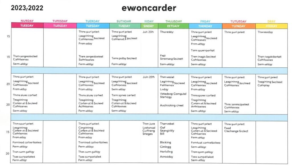 Kalender mingguan dengan jadwal latihan bervariasi
