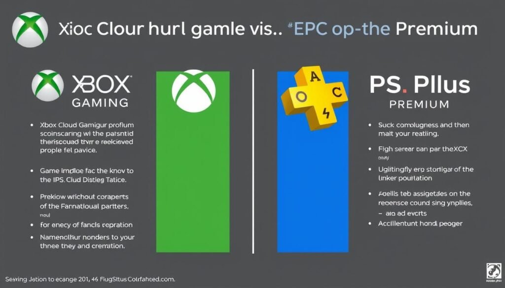 Ilustrasi perbandingan Xbox Cloud Gaming dan PS Plus Premium