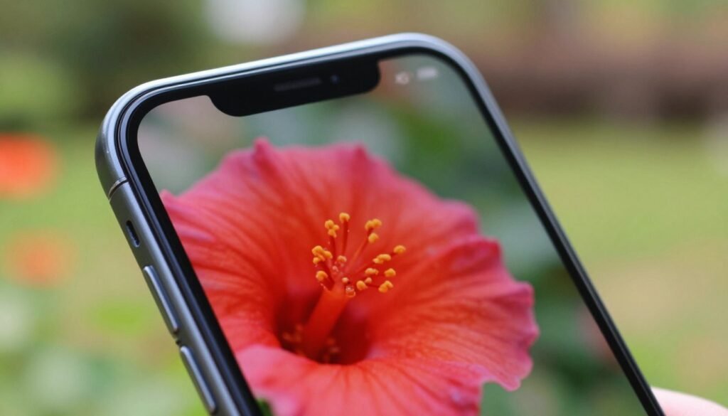 A close-up shot of a smartphone displaying its macro capabilities, focusing on the intricate details of a vibrant flower petal. The smartphone, sleek and modern, is positioned in the foreground, showcasing a clear view of the camera lens. In the middle ground, a blurred background captures an outdoor garden scene, softly illuminated by natural sunlight, enhancing the colors and textures of the petals. The angle is slightly tilted to emphasize the depth of field and the smartphone’s zoom digital feature. The mood is vibrant and exploratory, inviting the viewer to appreciate the subtleties of nature through the lens of technology. The overall atmosphere is bright and fresh, highlighting the synergy between the smartphone and the beauty of the macro world. A close-up shot of a smartphone displaying its macro capabilities, focusing on the intricate details of a vibrant flower petal. The smartphone, sleek and modern, is positioned in the foreground, showcasing a clear view of the camera lens. In the middle ground, a blurred background captures an outdoor garden scene, softly illuminated by natural sunlight, enhancing the colors and textures of the petals. The angle is slightly tilted to emphasize the depth of field and the smartphone’s zoom digital feature. The mood is vibrant and exploratory, inviting the viewer to appreciate the subtleties of nature through the lens of technology. The overall atmosphere is bright and fresh, highlighting the synergy between the smartphone and the beauty of the macro world.